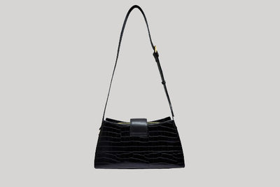 Bella Croco Black Cross Body Sling Bag