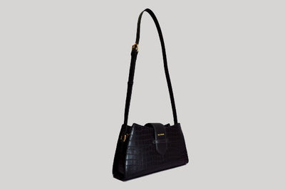 Bella Croco Black Cross Body Sling Bag