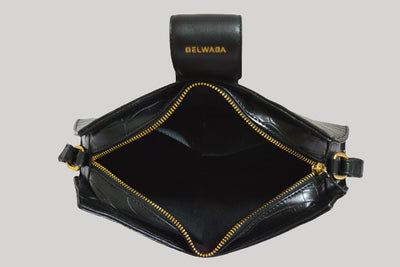 Bella Croco Black Cross Body Sling Bag