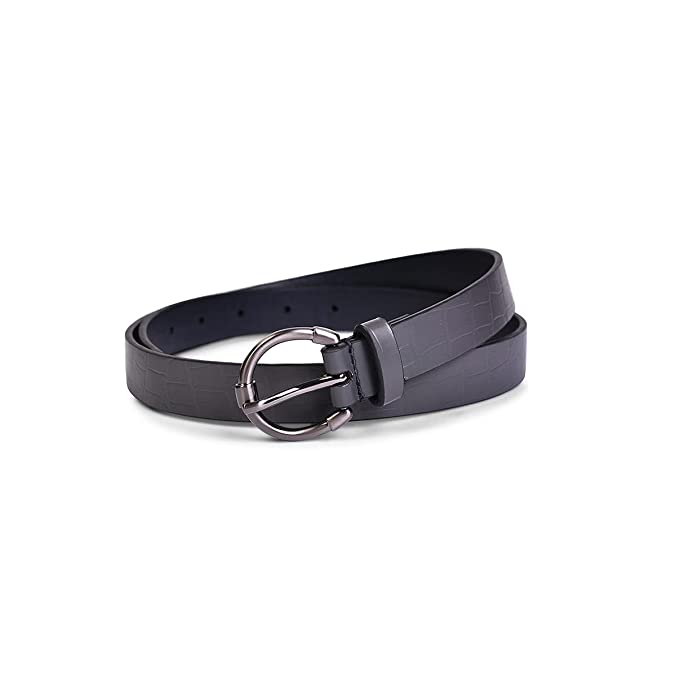 Belwaba | Vegan Leather Metallic Grey Croc Print women's Belt