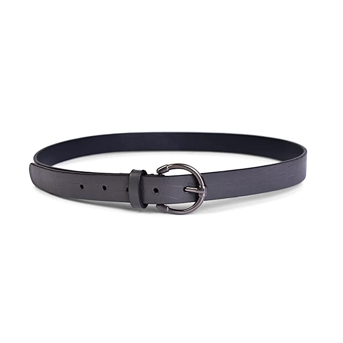 Belwaba | Vegan Leather Metallic Grey Croc Print women's Belt