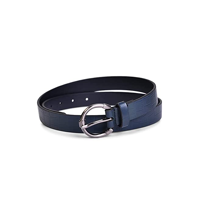 Belwaba | Vegan Leather Navy Blue Croc Print women's Belt