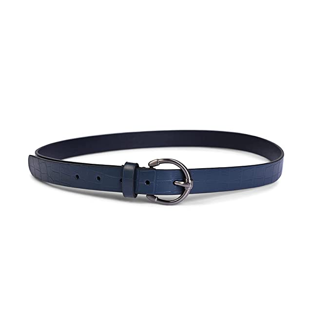 Belwaba | Vegan Leather Navy Blue Croc Print women's Belt