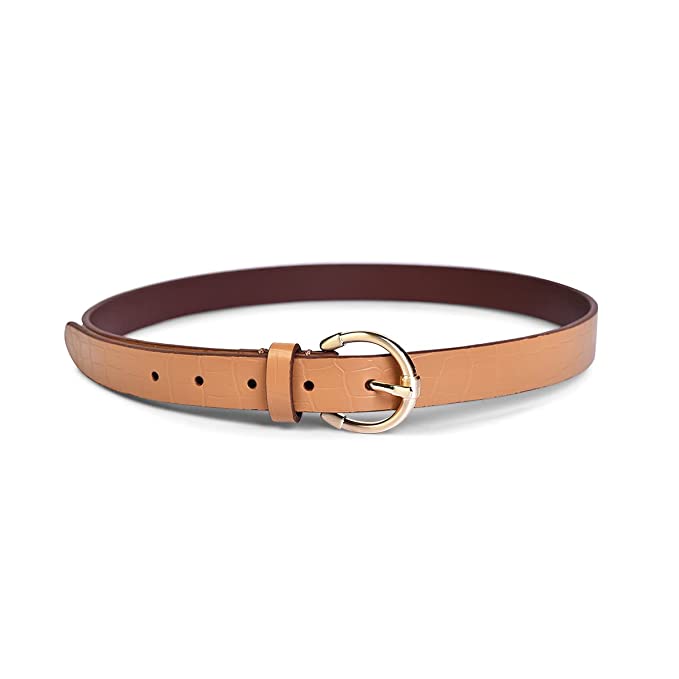 Belwaba | Vegan Leather Tan Croc Print women's Belt