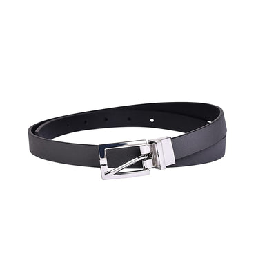 Belwaba | Vegan Leather Metallic Grey/Black Women's Reversible Belt