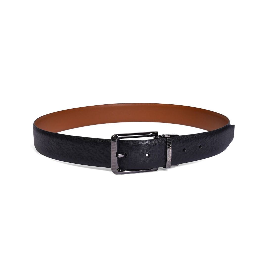 Belwaba Tan & Black Men Reversible Leather Belt