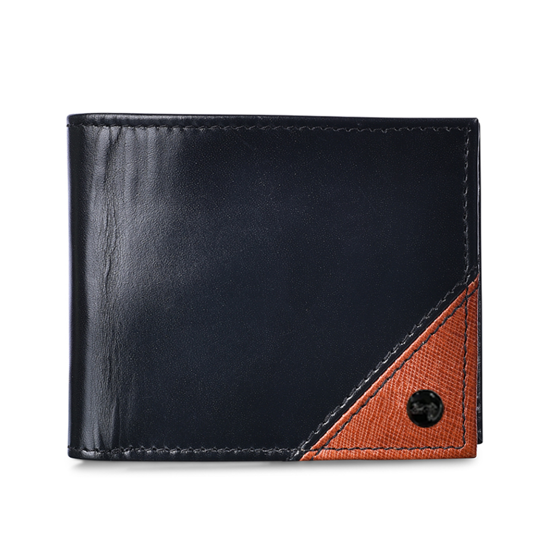 Genuine Leather Tan & Black Bi-fold Men's Wallet