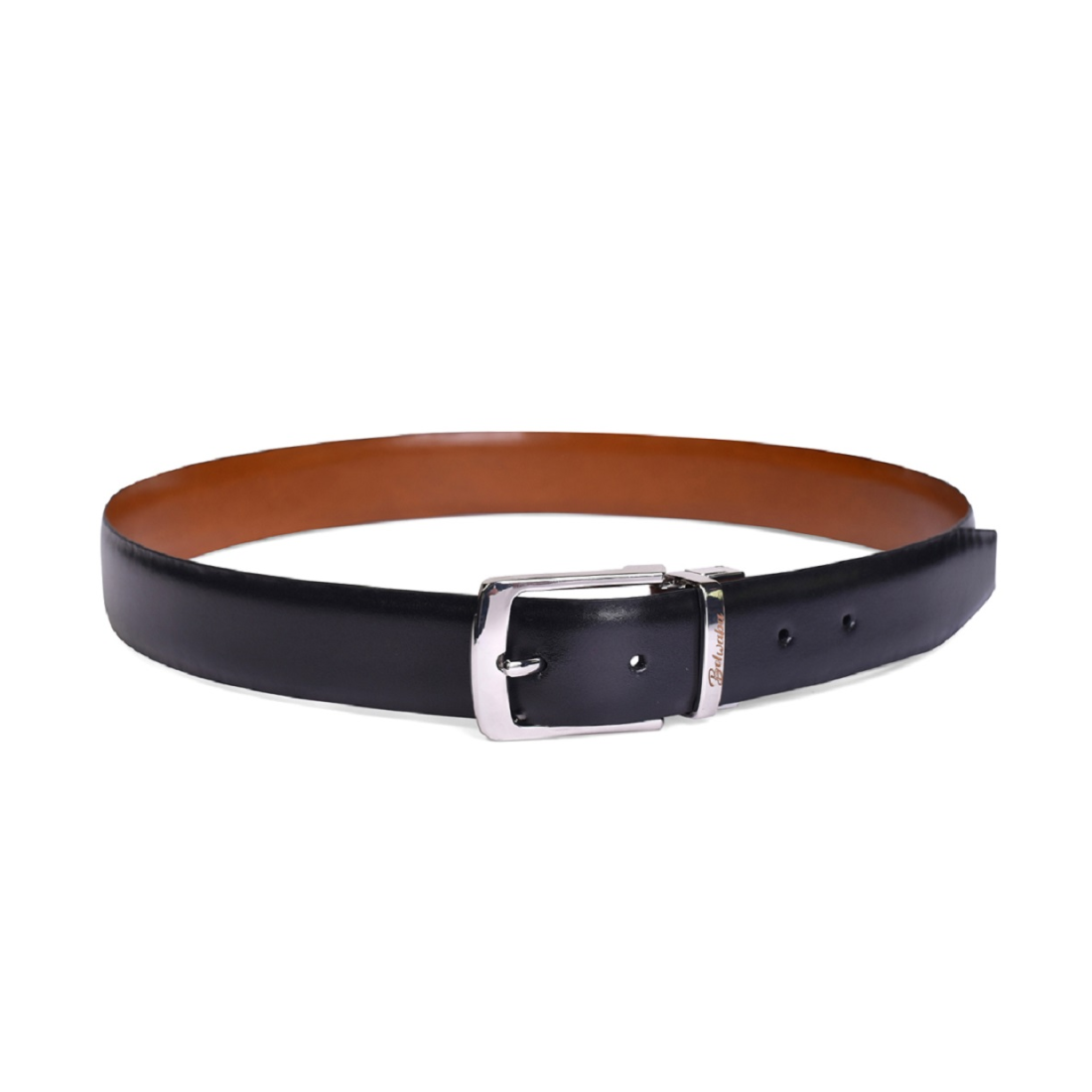 Belwaba Men Black, Tan Genuine Leather Reversible Belt