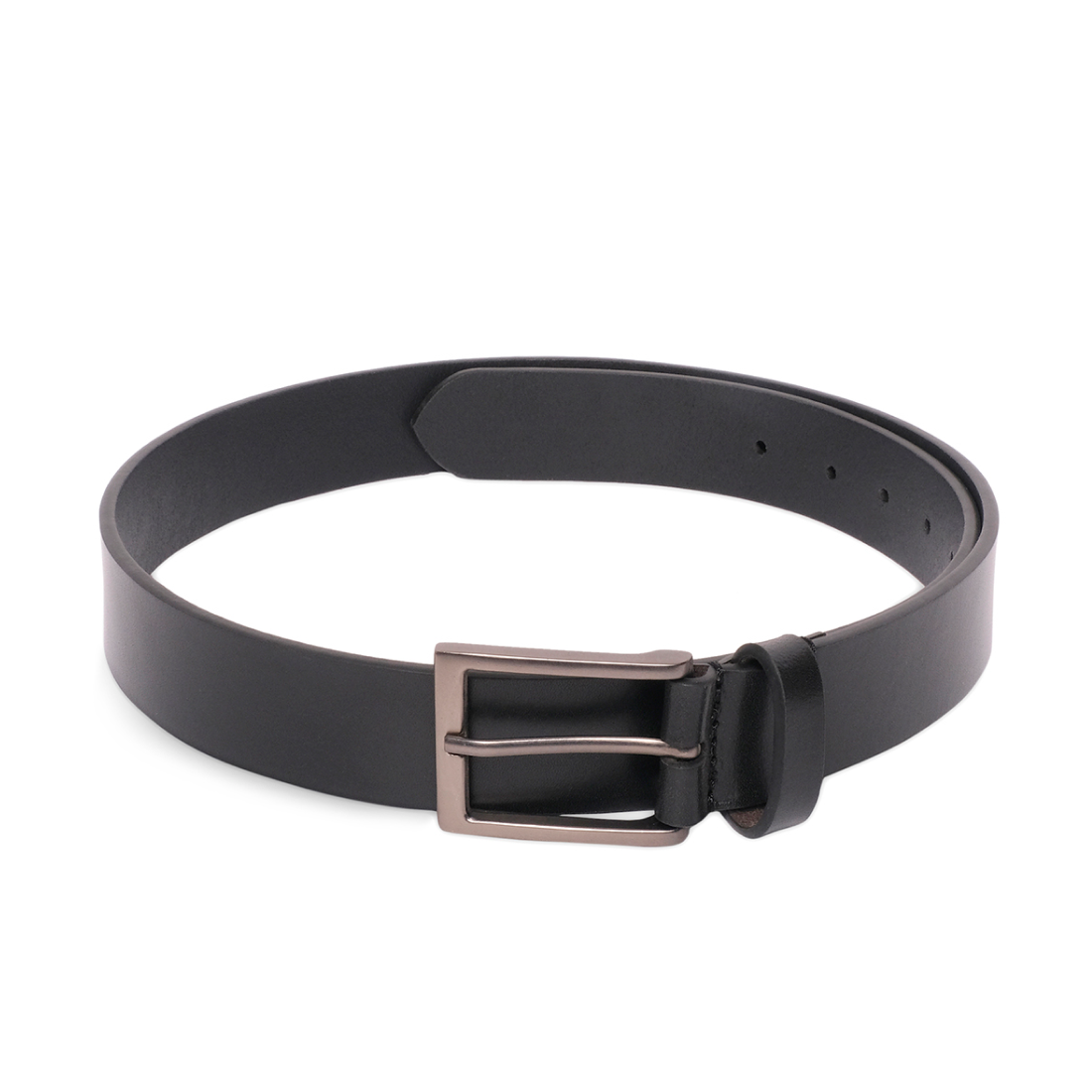 Belwaba | Black Men's leather Belt | Brushed Gunmetal Finished Buckle