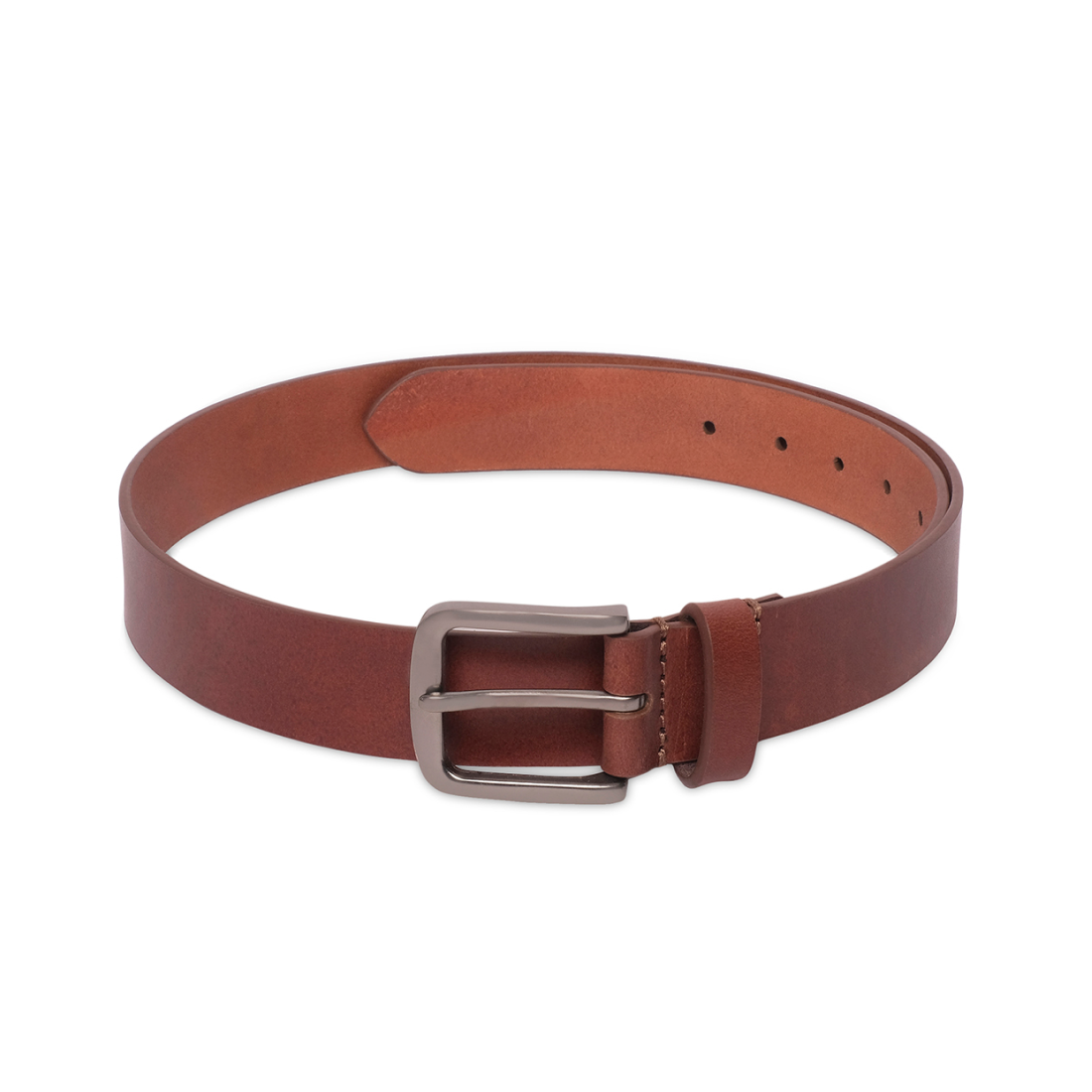 Belwaba | Tan Men's leather Belt | Brushed Gunmetal Finished Buckle