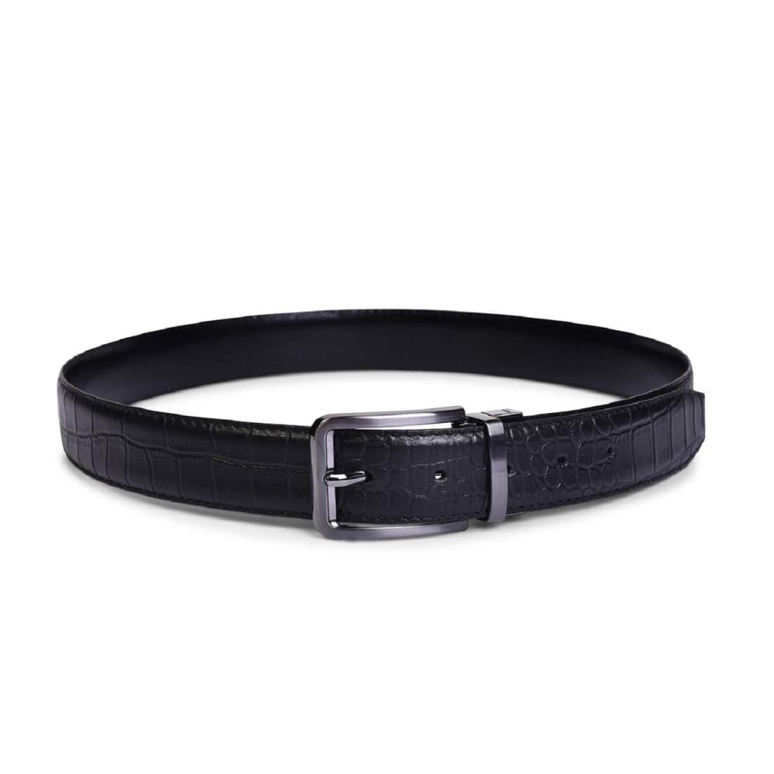 Belwaba Men Black Genuine Leather Reversible Belt