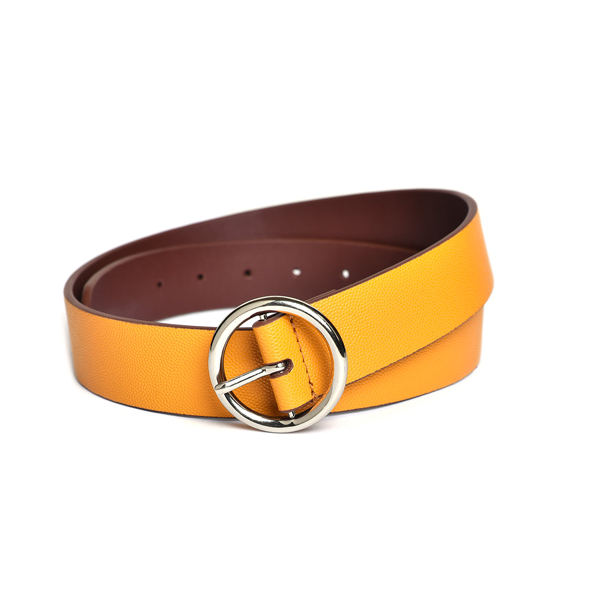 Belwaba Women Casual Yellow Artificial Leather Belt