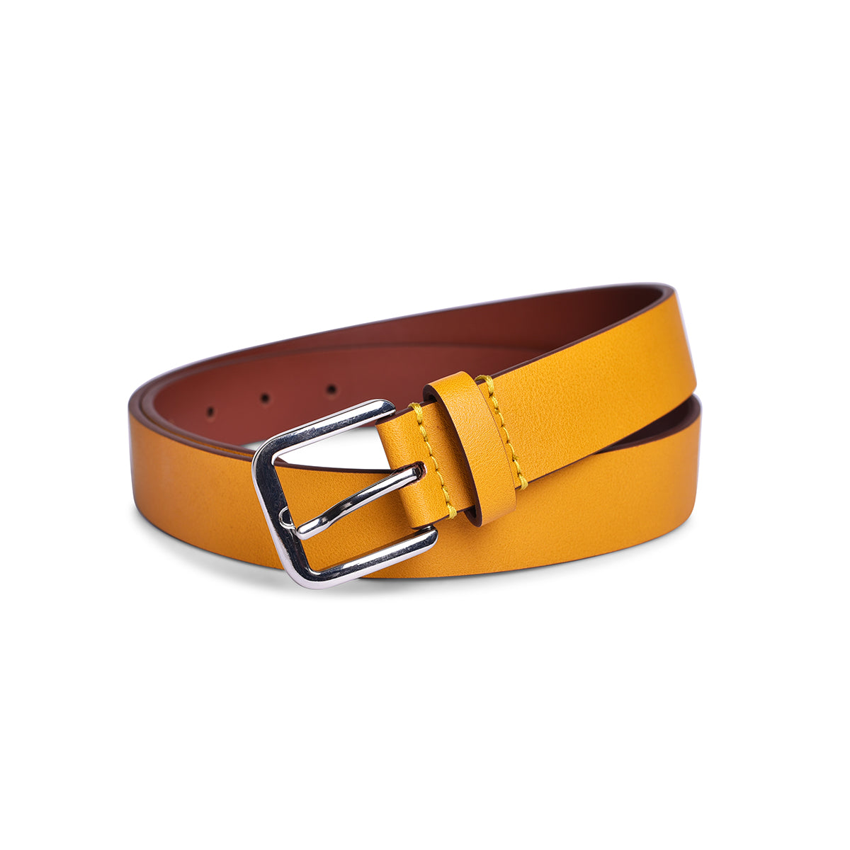 Belwaba Women Casual Yellow Artificial Leather Belt