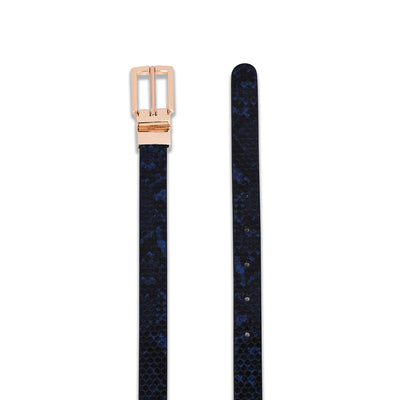 Belwaba | Vegan Leather Navy Blue/Brown Women's Reversible Belt