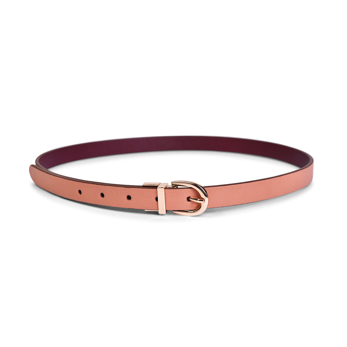 Belwaba | Vegan Leather Blush Pink/Maroon Women's Reversible Belt