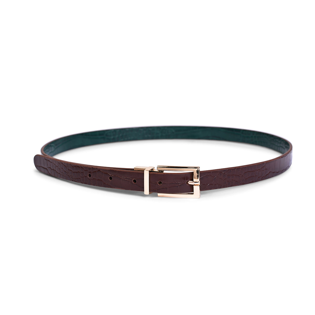 Belwaba | Vegan Leather Green/Brown Women's Reversible Belt