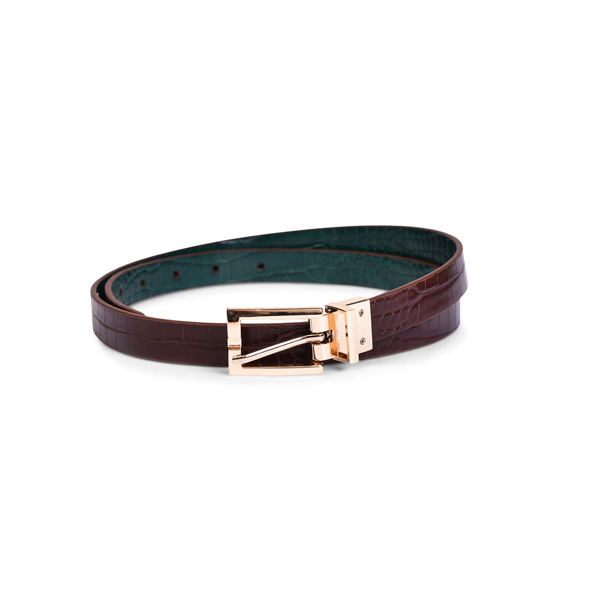 Belwaba | Vegan Leather Green/Brown Women's Reversible Belt