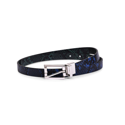 Belwaba | Vegan Leather Navy Blue/Green Women's Reversible Belt