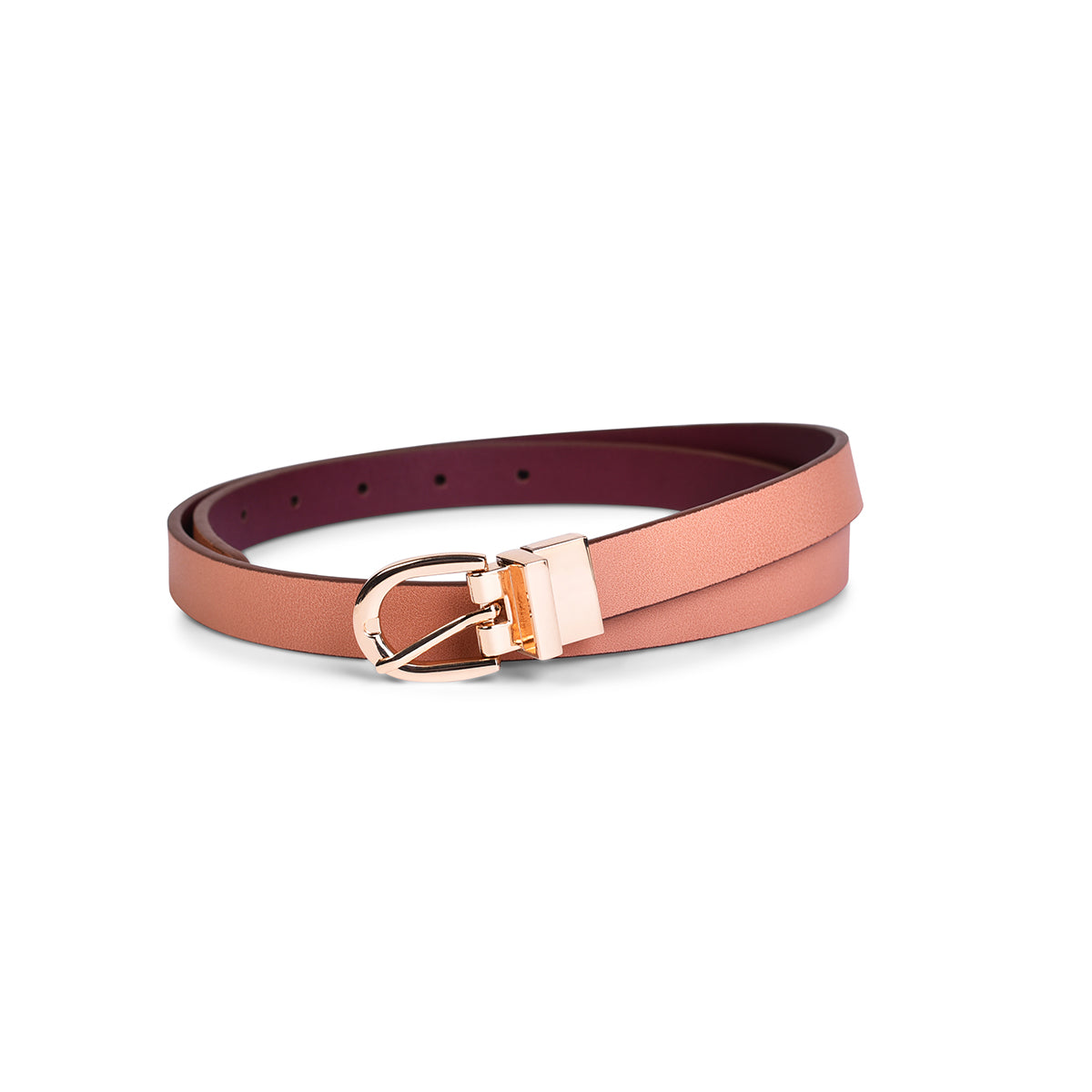 Belwaba | Vegan Leather Blush Pink/Maroon Women's Reversible Belt