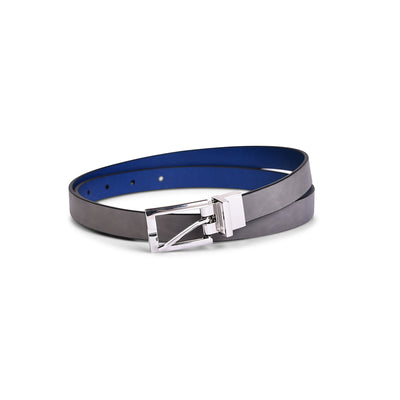 Belwaba | Vegan Leather Navy Blue/Grey Women's Reversible Belt