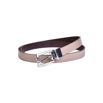 Belwaba | Vegan Leather Beige/Brown Women's Reversible Belt