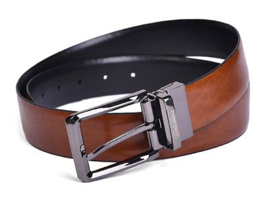 Belwaba Men Formal Tan Genuine Leather Reversible Belt