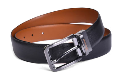 Belwaba Men Formal Black Genuine Leather Reversible Belt