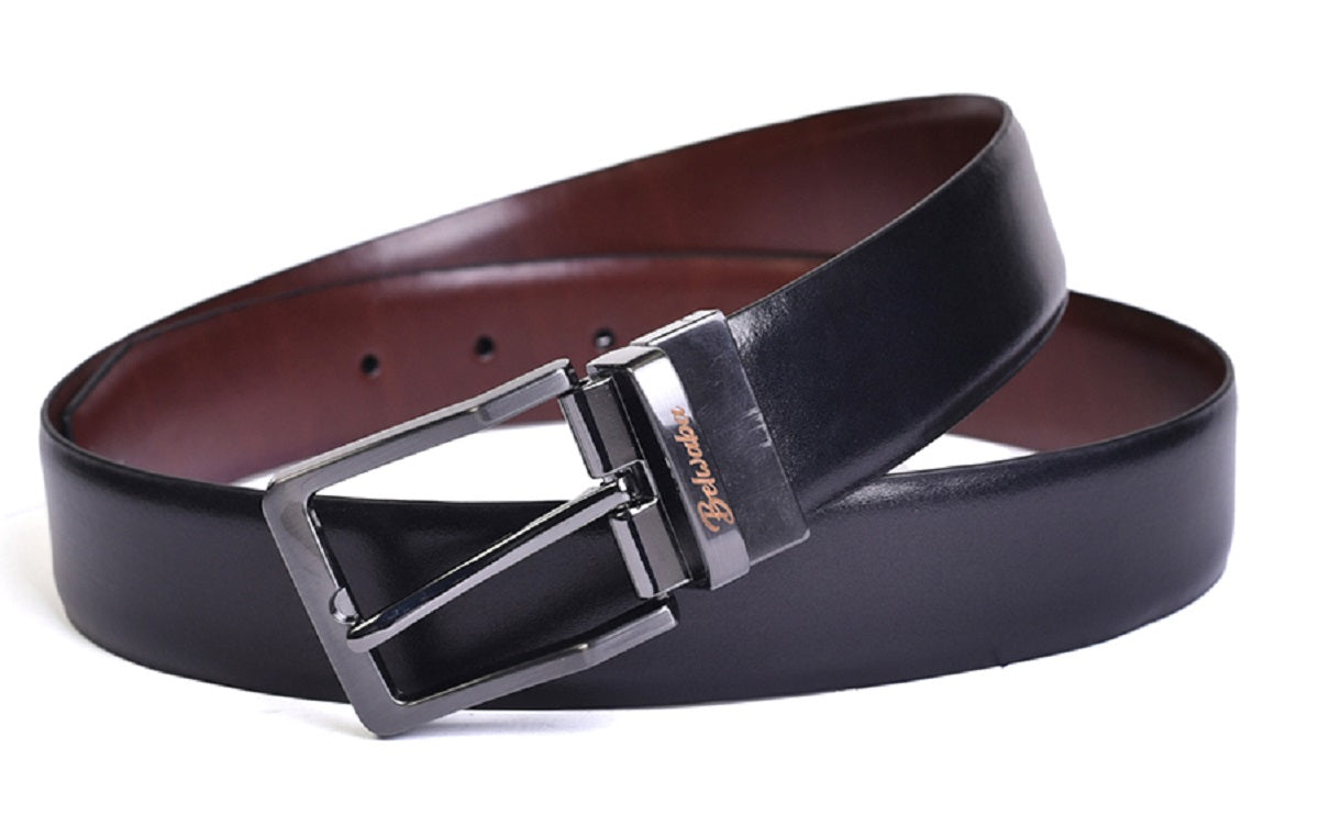 Belwaba Men Formal Black, Brown Genuine Leather Reversible Belt