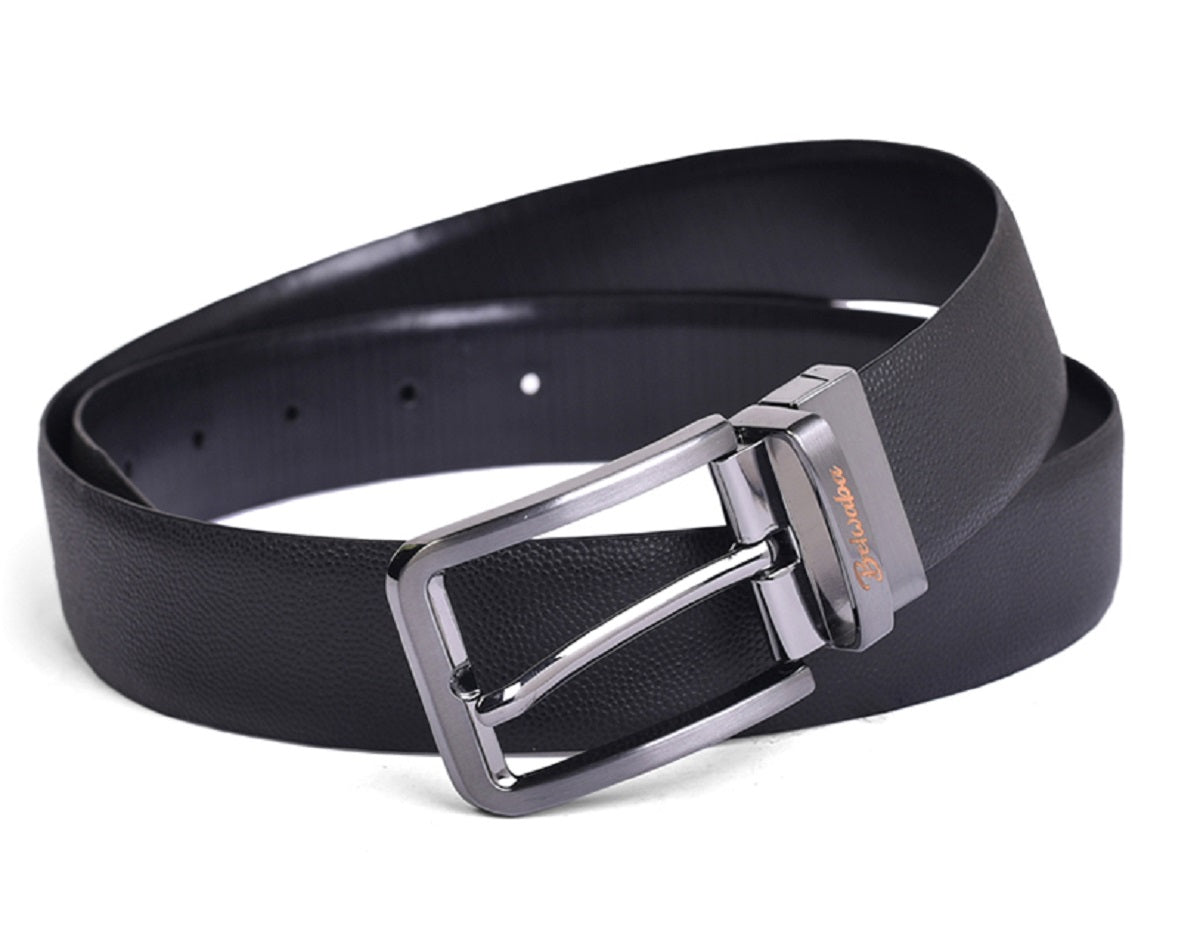 Belwaba Men Formal Black Genuine Leather Reversible Belt