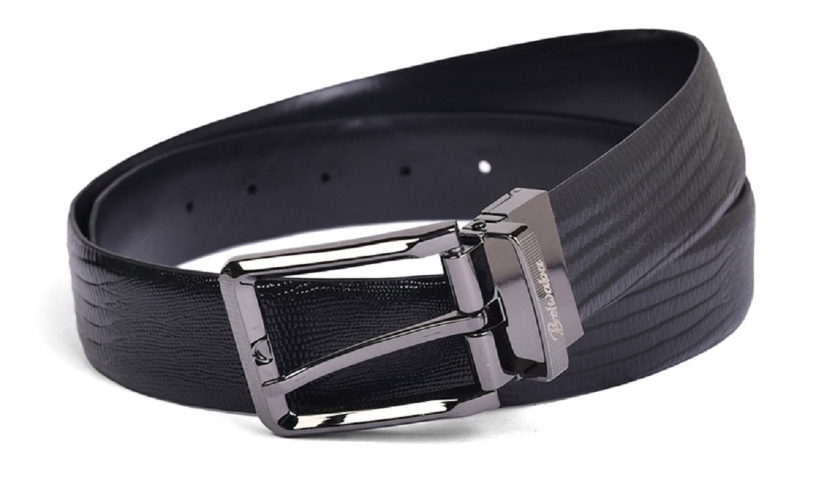 Belwaba Men Formal Black Genuine Leather Reversible Belt