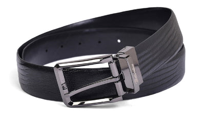 Belwaba Men Formal Black Genuine Leather Reversible Belt