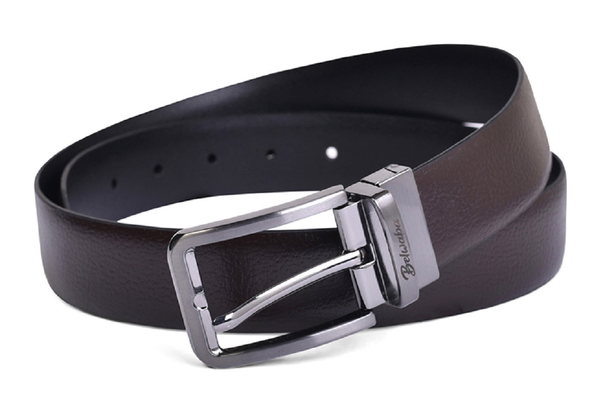 Belwaba Men Black, Brown Genuine Leather Reversible Belt