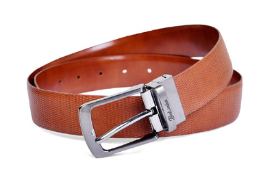 Belwaba Men Formal Tan Genuine Leather Reversible Belt