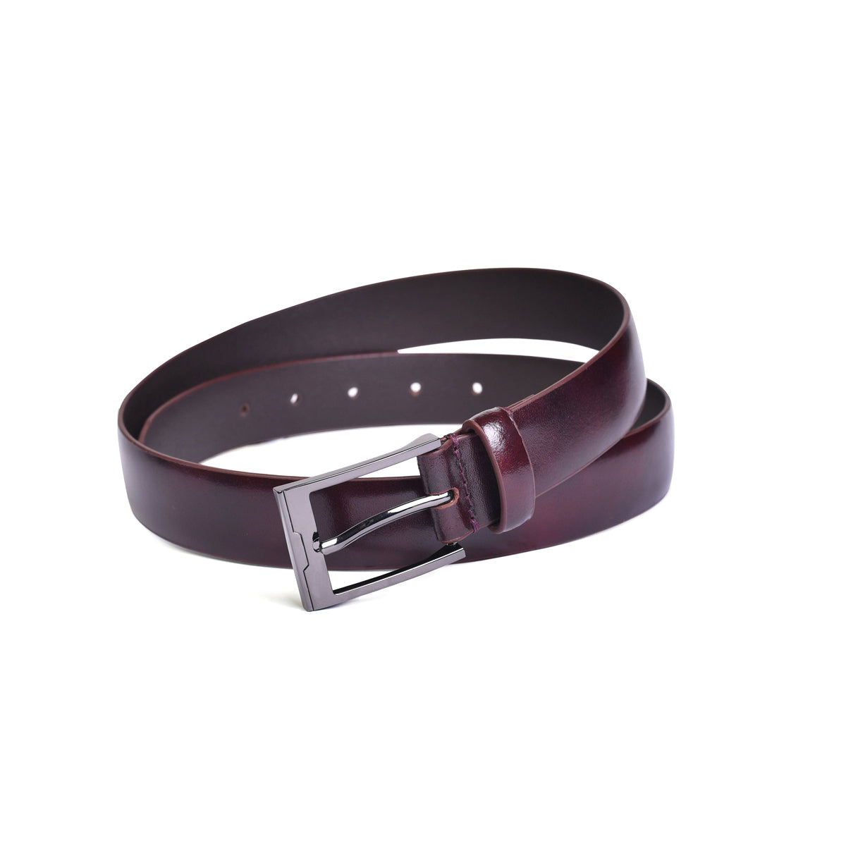 Belwaba Men Formal Maroon Genuine Leather Belt