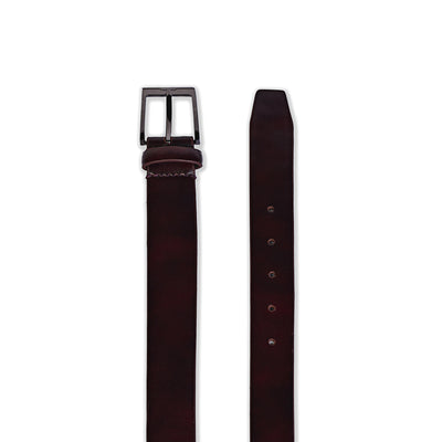 Belwaba Men Formal Maroon Genuine Leather Belt