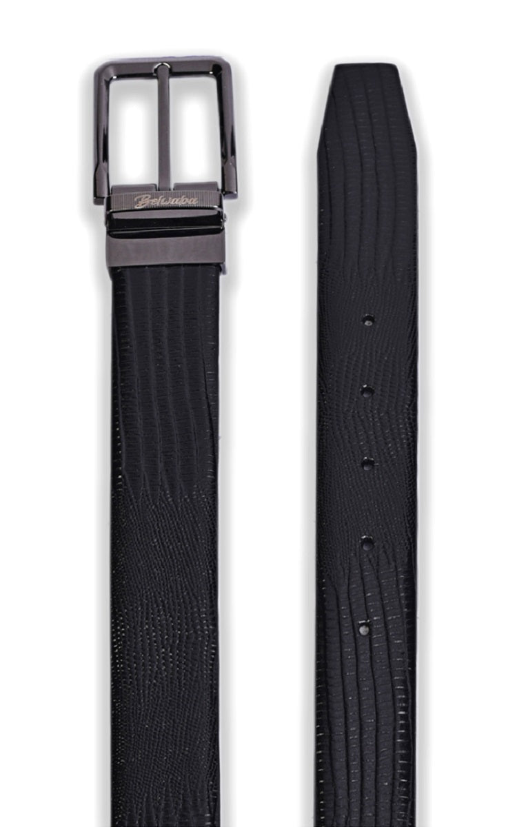 Belwaba Men Formal Black Genuine Leather Reversible Belt