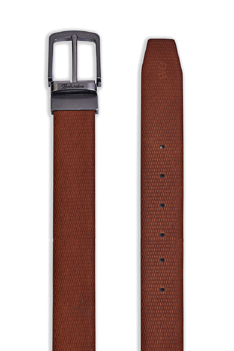 Belwaba Men Formal Tan Genuine Leather Reversible Belt