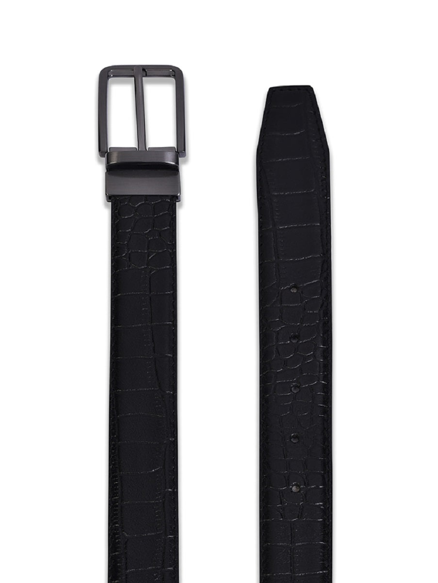 Belwaba Men Black Genuine Leather Reversible Belt