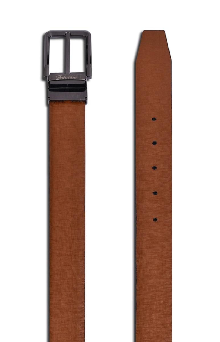 Belwaba Tan & Black Men Reversible Leather Belt