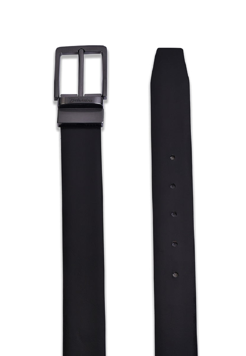 Belwaba Men Black Genuine Leather Reversible Belt