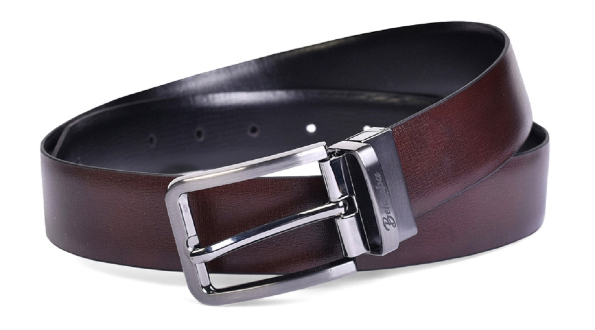 Belwaba Men Black, Brown Genuine Leather Reversible Belt