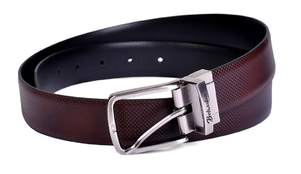 Belwaba Men Formal Black, Brown Genuine Leather Reversible Belt