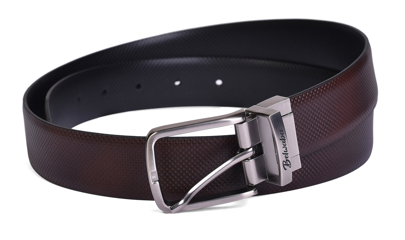 Belwaba Men Black, Brown Genuine Leather Reversible Belt