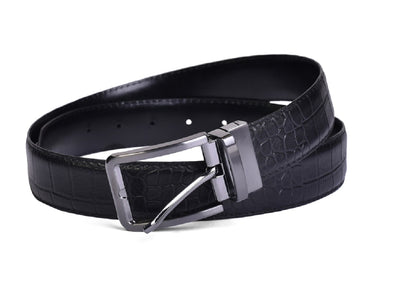 Belwaba Men Black Genuine Leather Reversible Belt