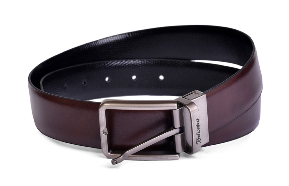 Belwaba Men Formal Multicolor Genuine Leather Reversible Belt