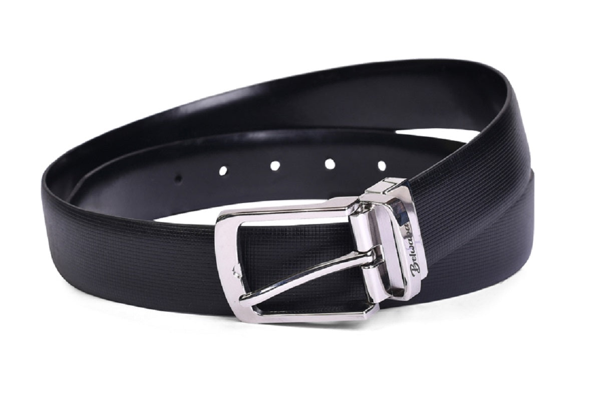 Belwaba Men Formal Black Genuine Leather Reversible Belt