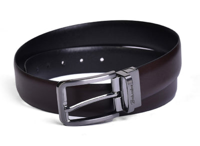 Belwaba Men Formal Brown, Black Genuine Leather Reversible Belt