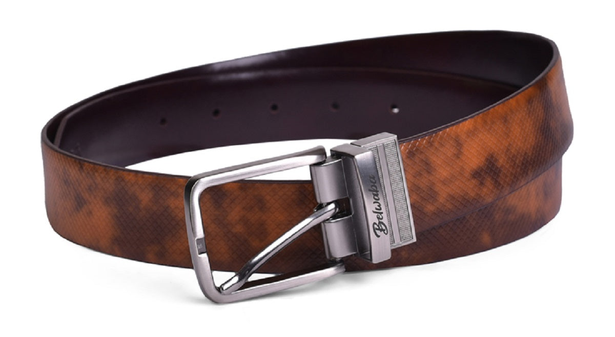 Belwaba Men Formal Brown Genuine Leather Reversible Belt