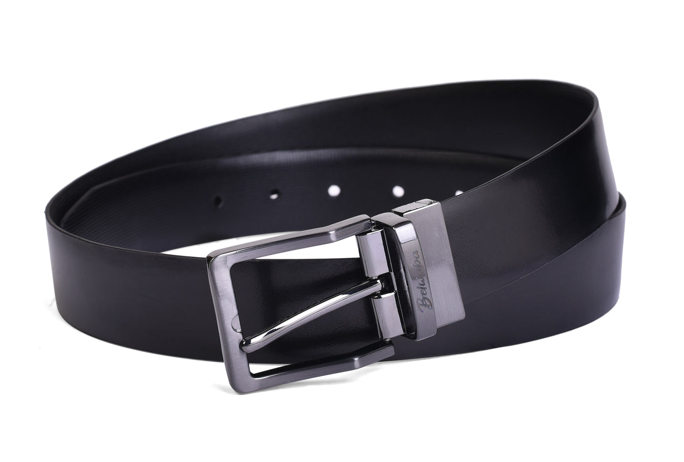 Belwaba Men Formal Black Genuine Leather Reversible Belt