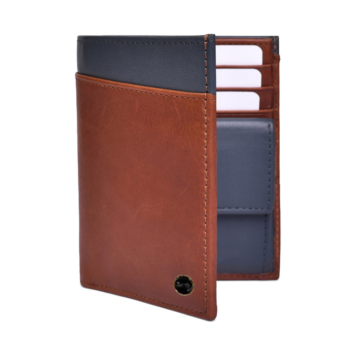 Genuine Leather Colorblock Bi-fold Men's Wallet